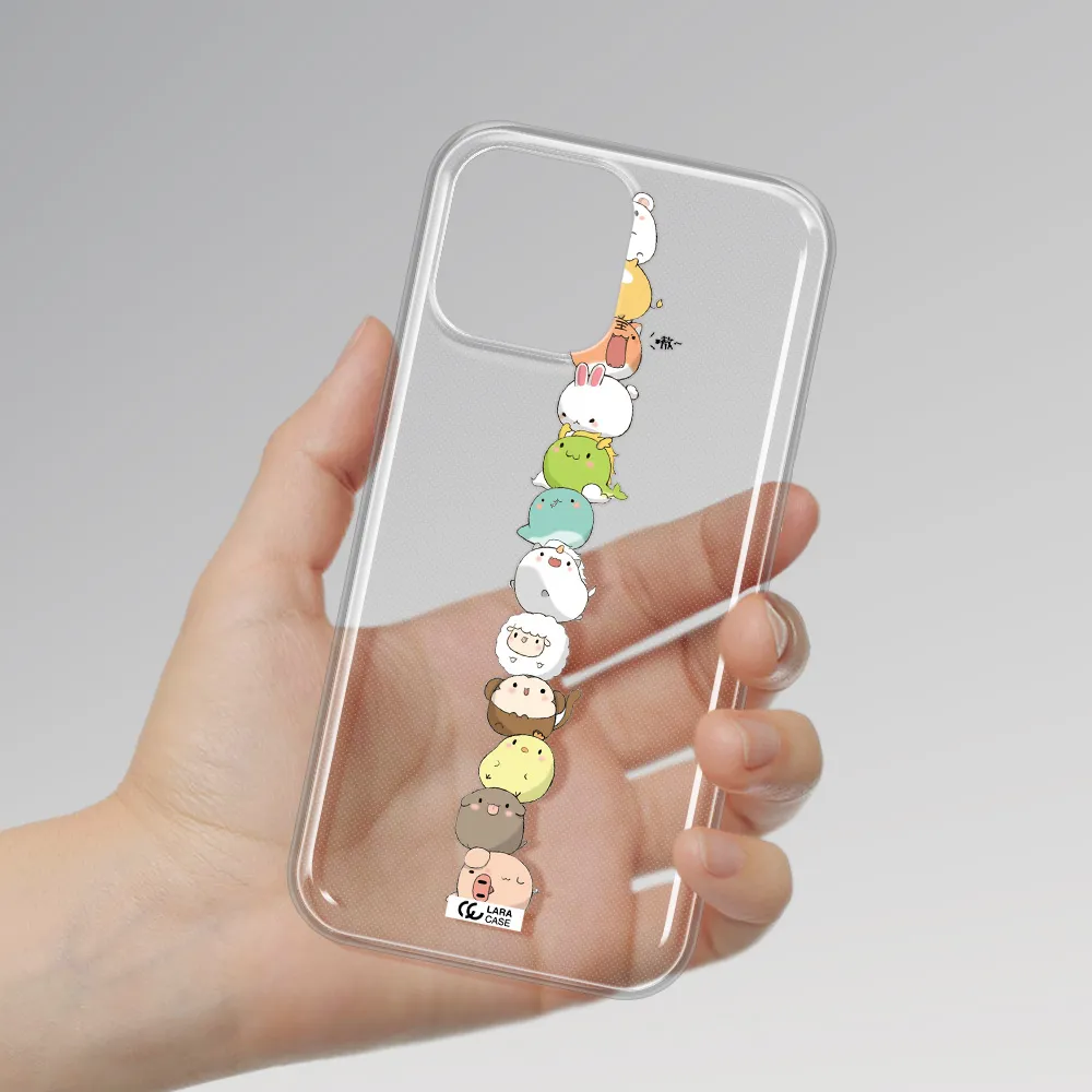 a stack of cartoon animals Apple iPhone 13 Pro Clear TPU Case