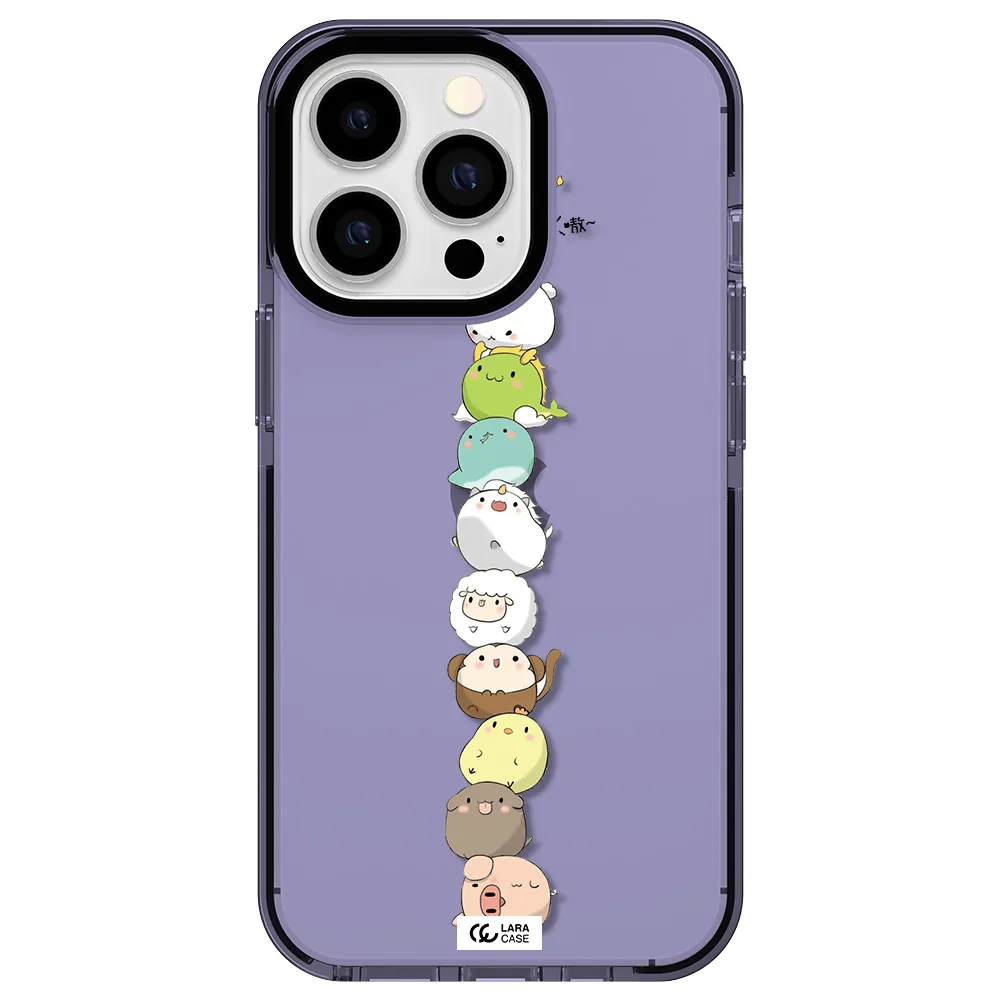 a stack of cartoon animals Apple iPhone 13 Pro impact Lilac Case