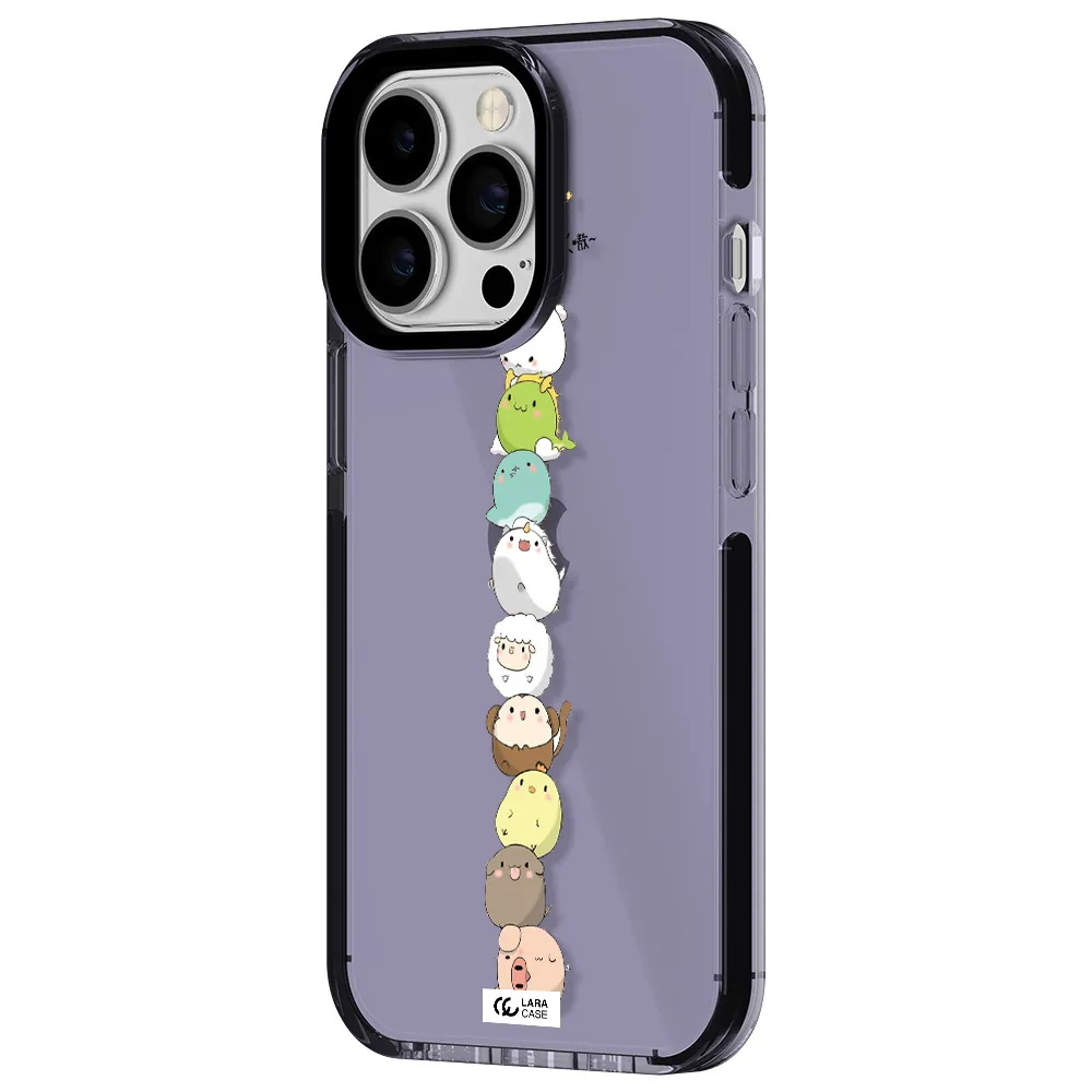 a stack of cartoon animals Apple iPhone 13 Pro impact Lilac Case