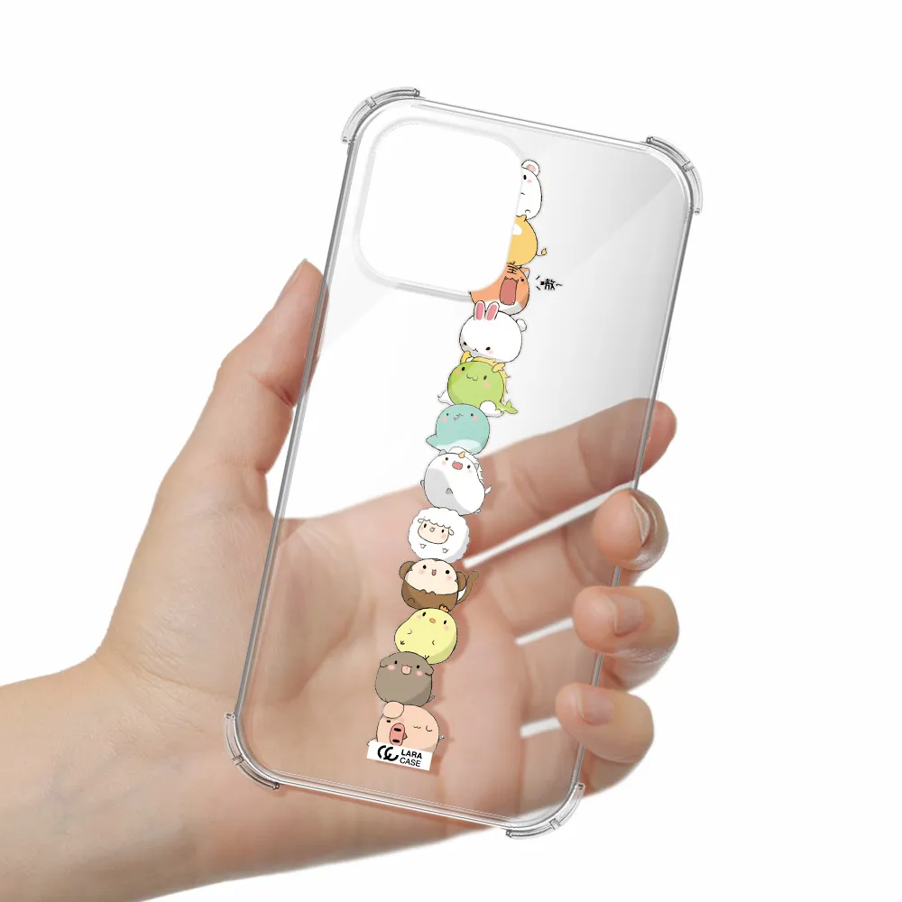 a stack of cartoon animals Apple iPhone 13 Pro Max Clear PC Case