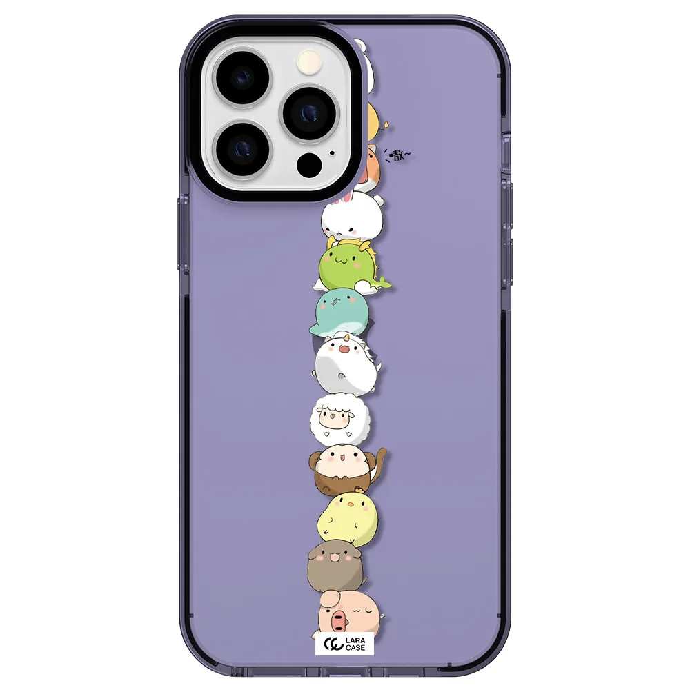 a stack of cartoon animals Apple iPhone 13 Pro Max impact Lilac Case