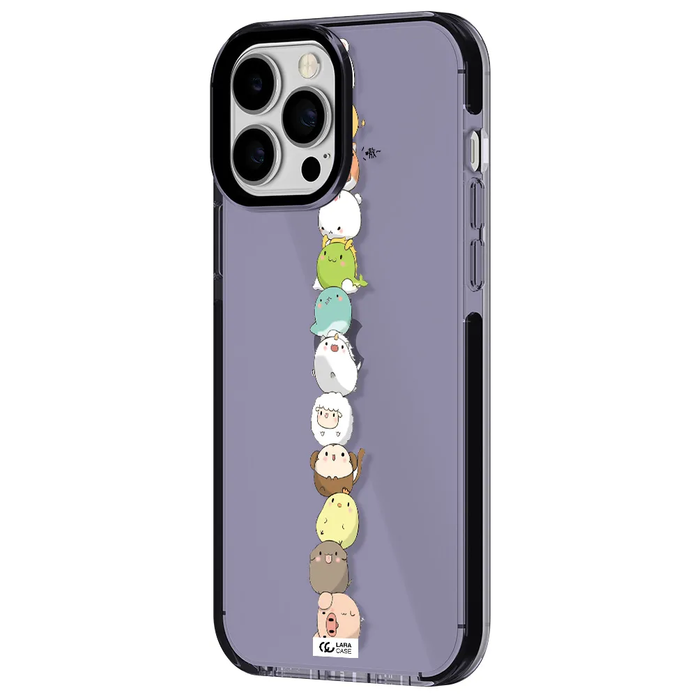 a stack of cartoon animals Apple iPhone 13 Pro Max impact Lilac Case