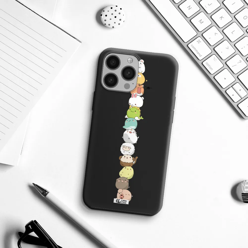 a stack of cartoon animals Apple iPhone 13 Pro Max Silicone black Case