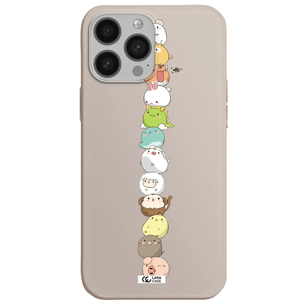 a stack of cartoon animals Apple iPhone 13 Pro Max Silicone Stone Case