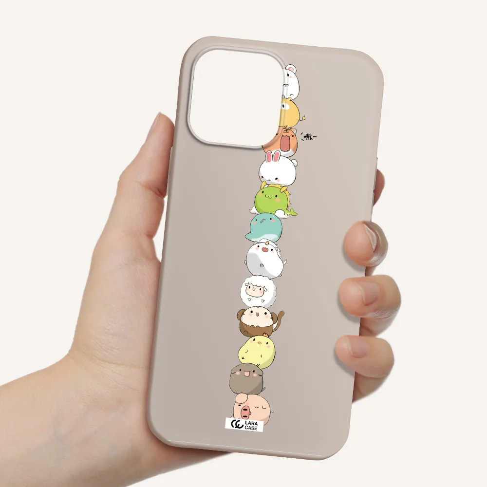 a stack of cartoon animals Apple iPhone 13 Pro Max Silicone Stone Case