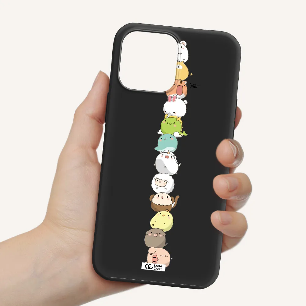 a stack of cartoon animals Apple iPhone 13 Pro Silicone black Case
