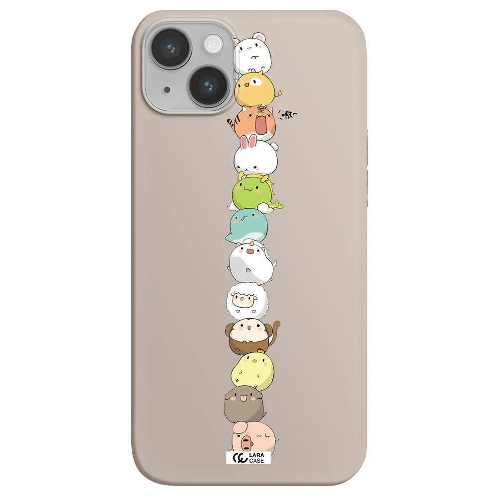 a stack of cartoon animals Apple iPhone 14 plus Silicone Stone Case