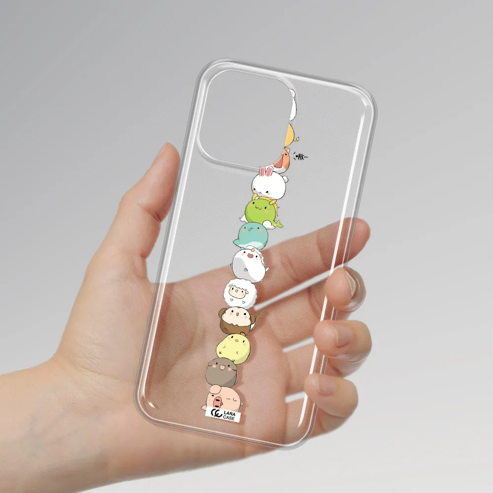 a stack of cartoon animals Apple iPhone 14 pro Clear TPU Case