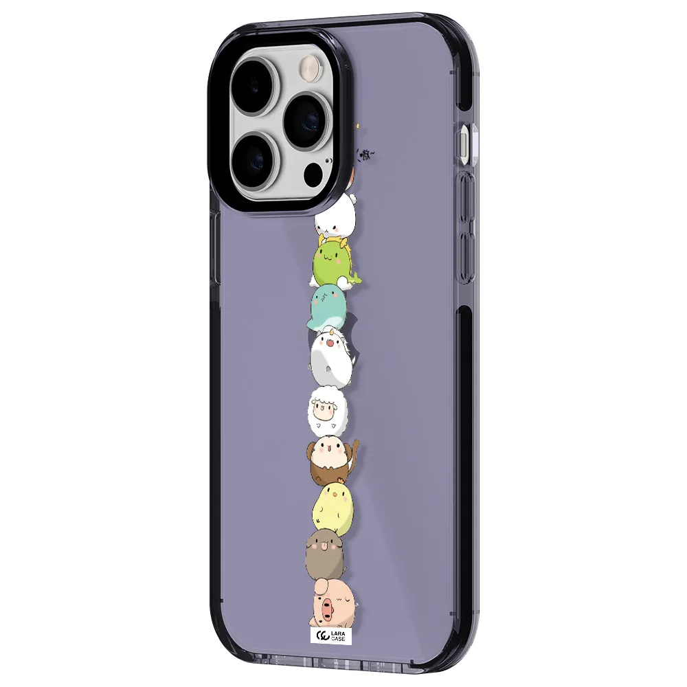 a stack of cartoon animals Apple iPhone 14 pro max impact Lilac Case