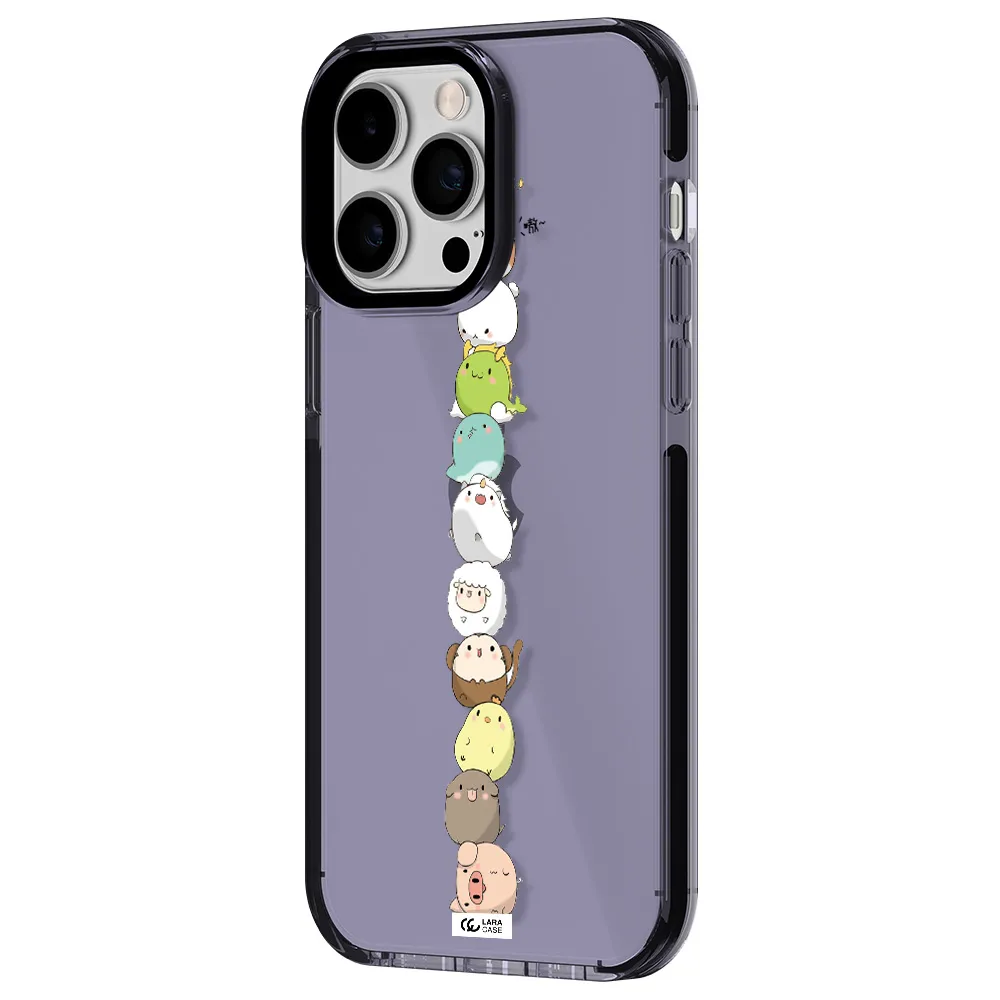 a stack of cartoon animals Apple iPhone 15 Pro impact Lilac Case