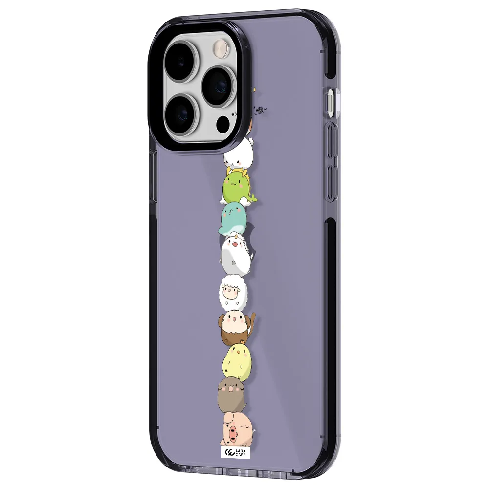 a stack of cartoon animals Apple iPhone 15 Pro Max impact Lilac Case