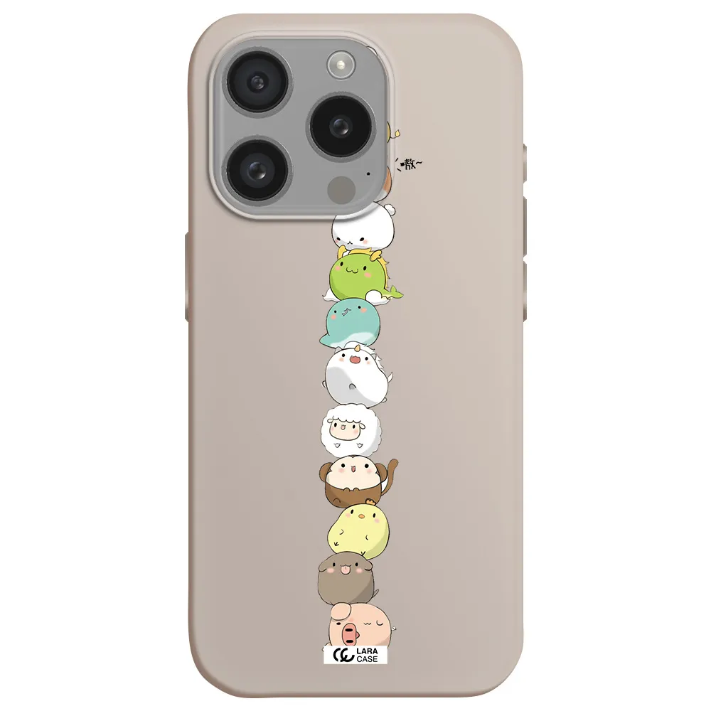 A Stack Of Cartoon Animals Apple Iphone 15 Pro Silicone Stone Case