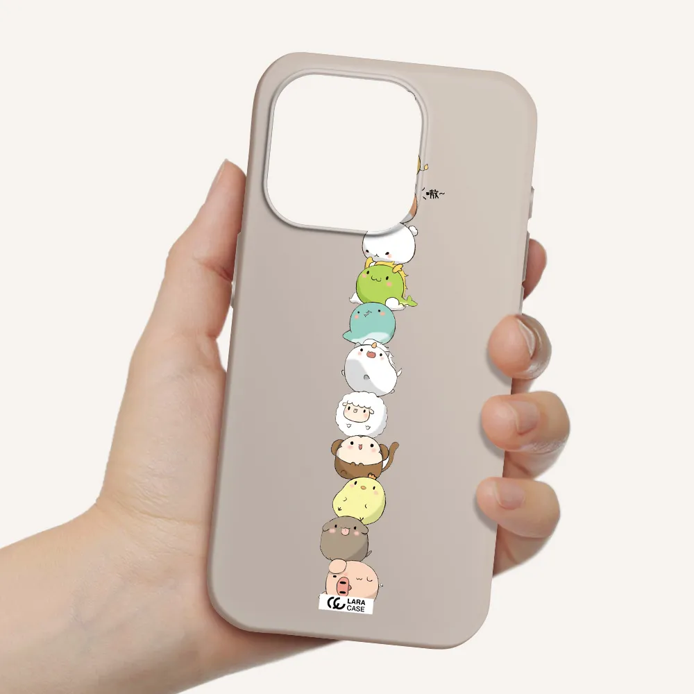 A Stack Of Cartoon Animals Apple Iphone 15 Pro Silicone Stone Case