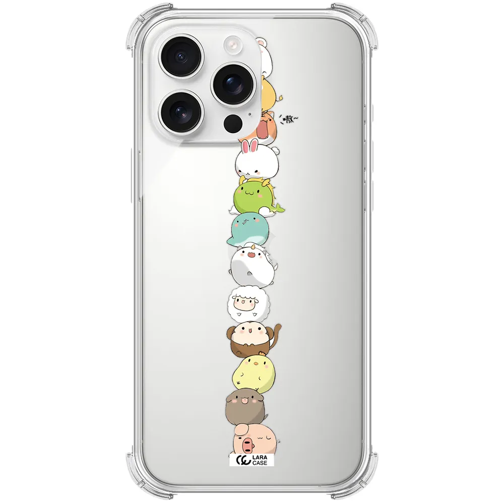 A Stack Of Cartoon Animals Apple Iphone 16 Pro Max Clear Pc Case
