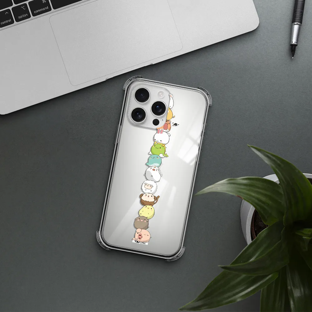 A Stack Of Cartoon Animals Apple Iphone 16 Pro Max Clear Pc Case