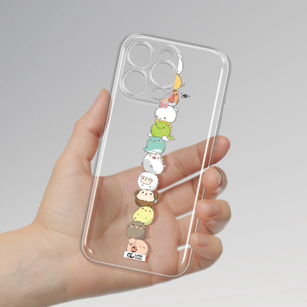 A Stack Of Cartoon Animals Apple Iphone 16 Pro Max Clear Tpu Case