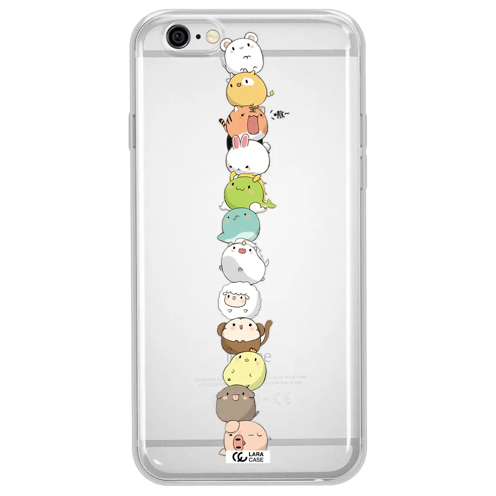 a stack of cartoon animals Apple iPhone 6 plus Clear TPU Case