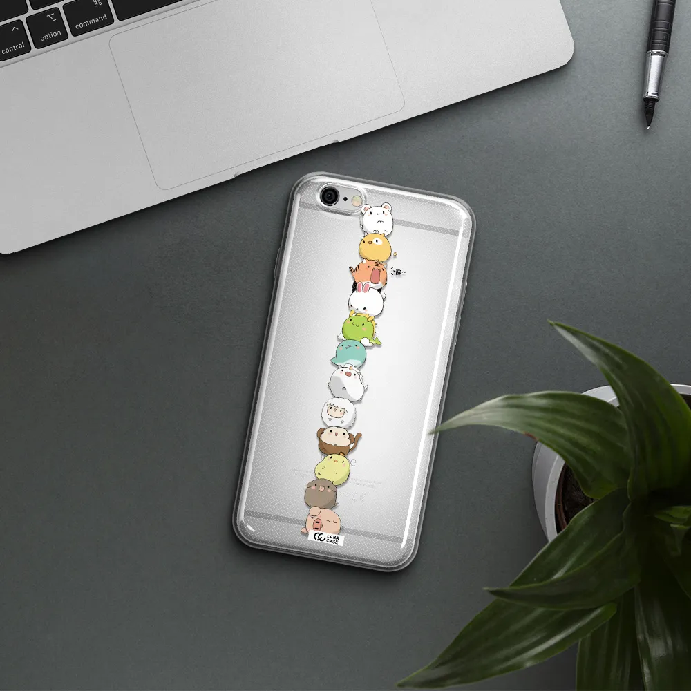 a stack of cartoon animals Apple iPhone 6 plus Clear TPU Case
