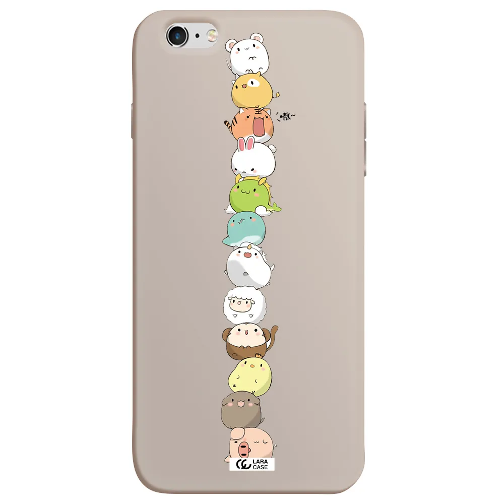 a stack of cartoon animals Apple iPhone 6 plus Silicone Stone Case