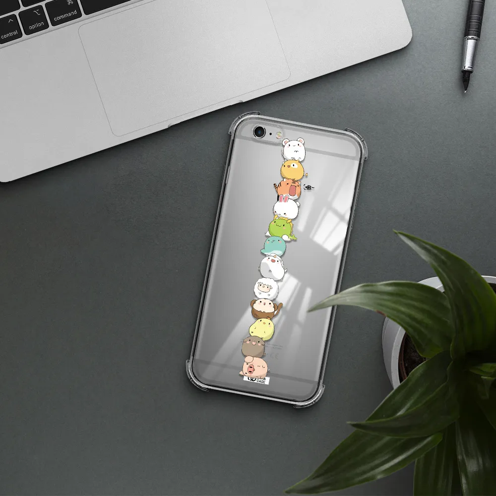 a stack of cartoon animals Apple iPhone 6 s plus Clear PC Case