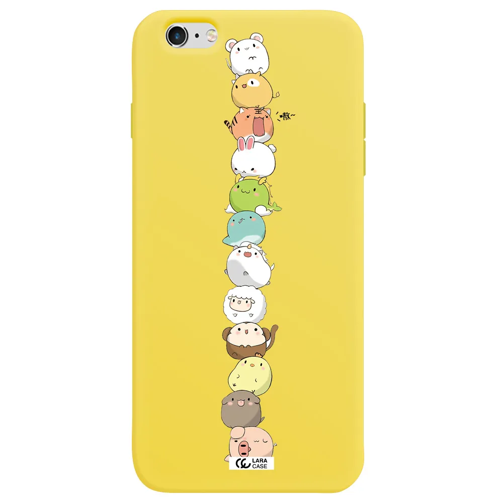 a stack of cartoon animals Apple iPhone 6 s plus Silicone canary yellow Case