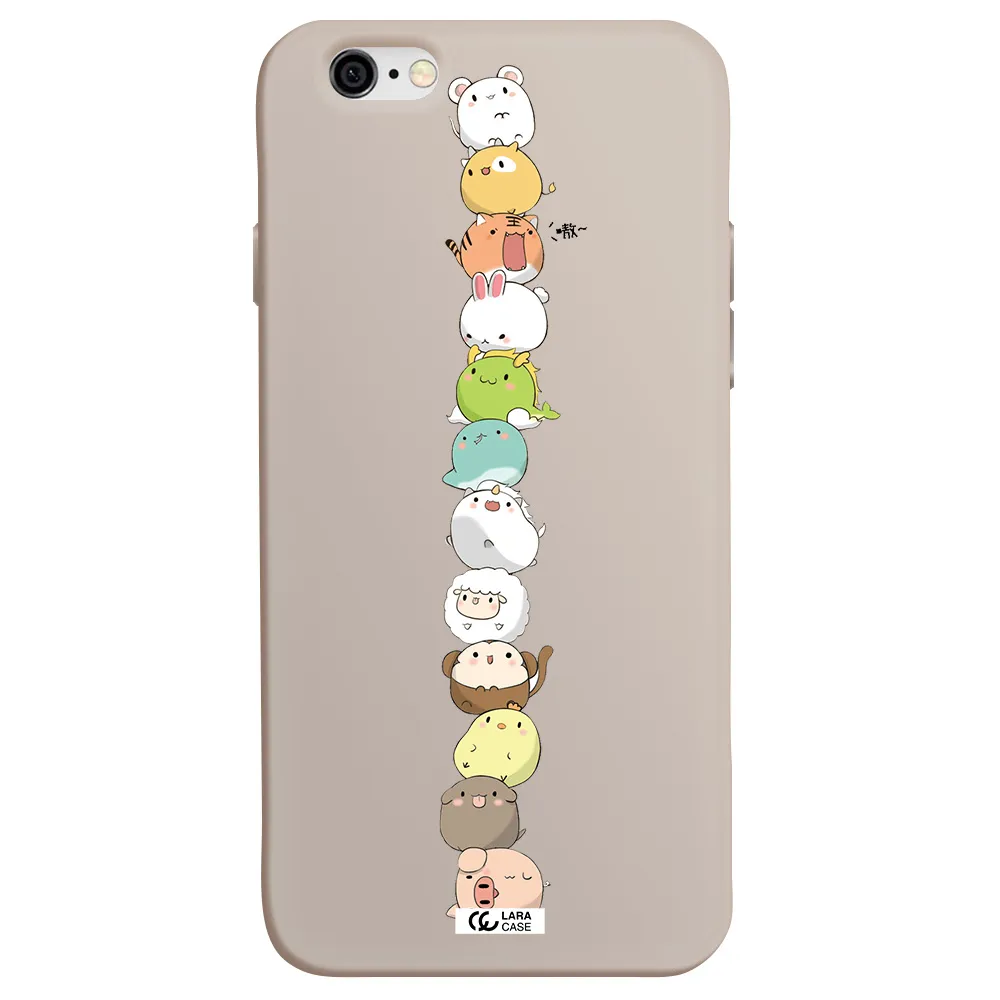 a stack of cartoon animals Apple iPhone 6 Silicone Stone Case