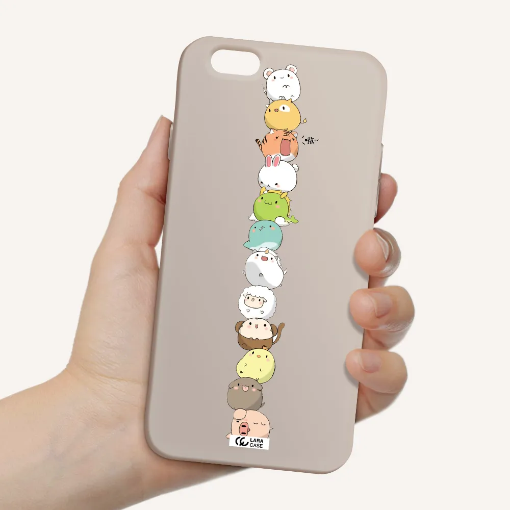 a stack of cartoon animals Apple iPhone 6 Silicone Stone Case