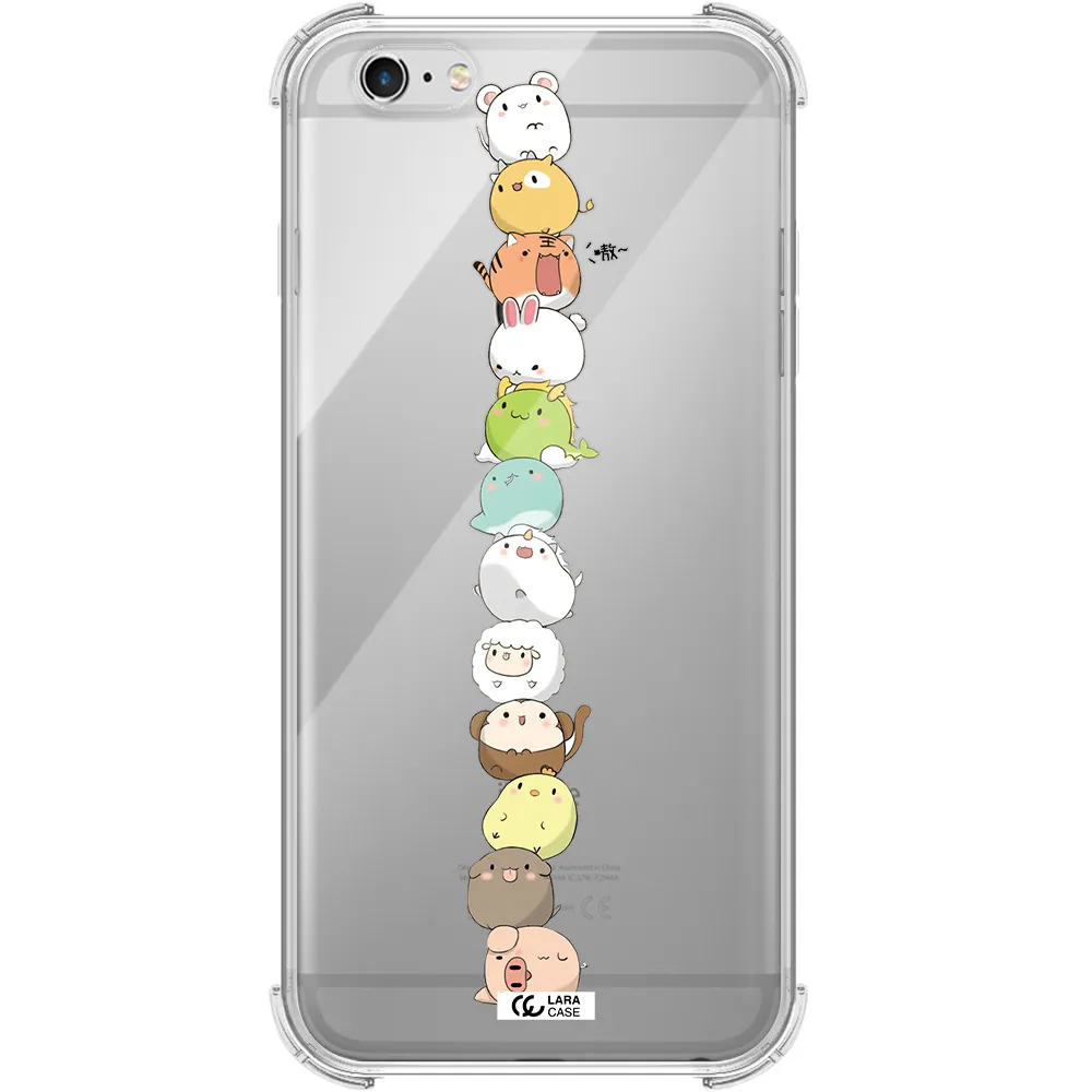 a stack of cartoon animals Apple iPhone 6S Clear PC Case