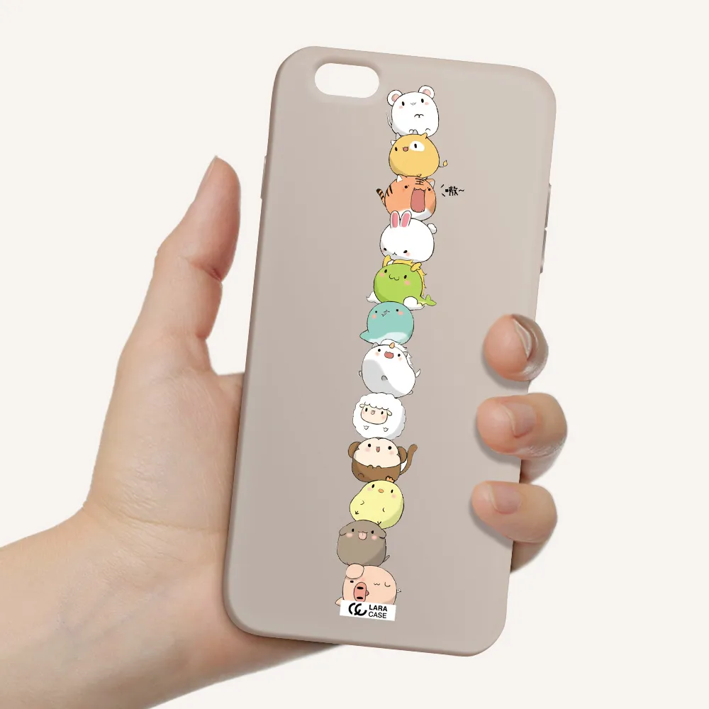 a stack of cartoon animals Apple iPhone 6S Silicone Stone Case