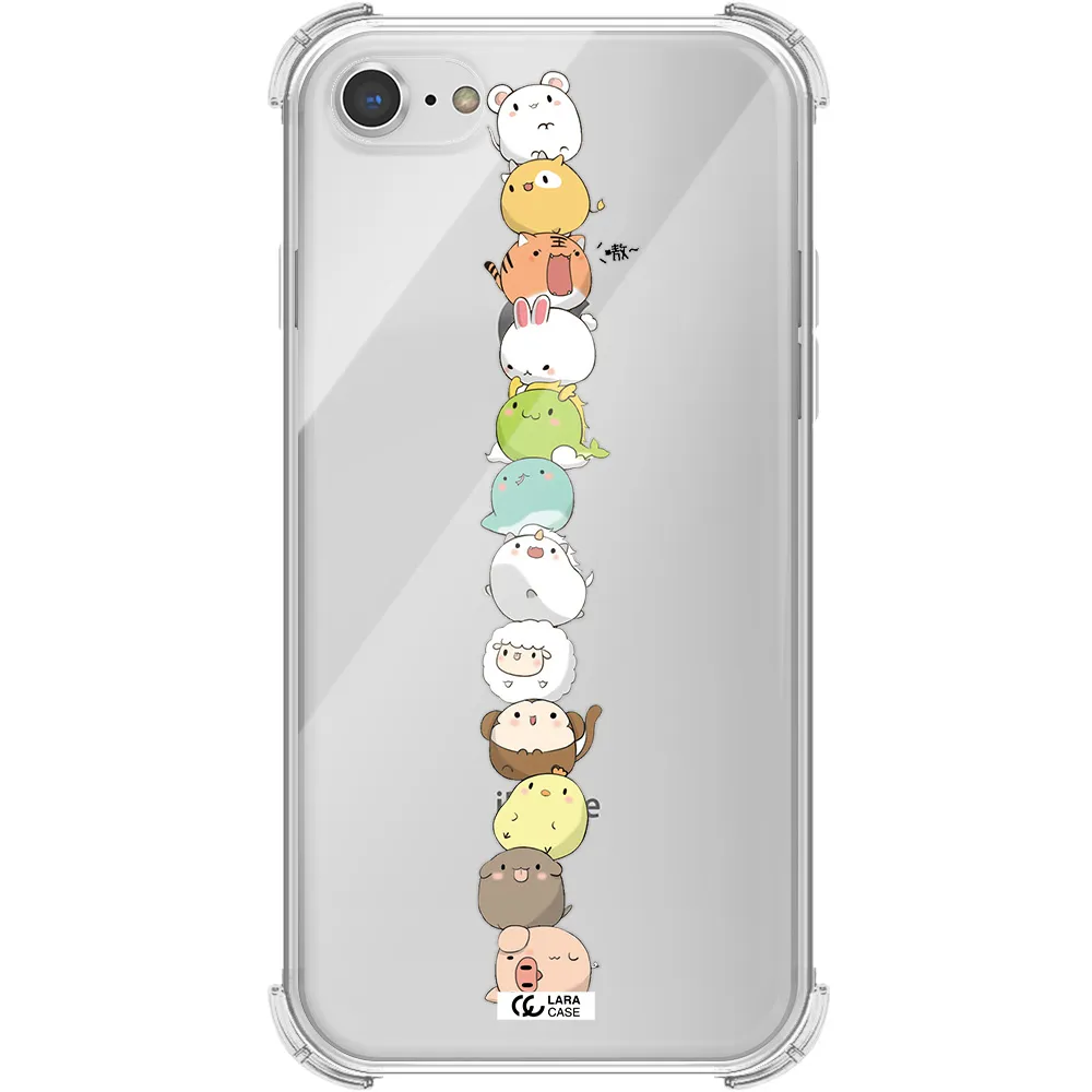 a stack of cartoon animals Apple iPhone 7 Clear PC Case