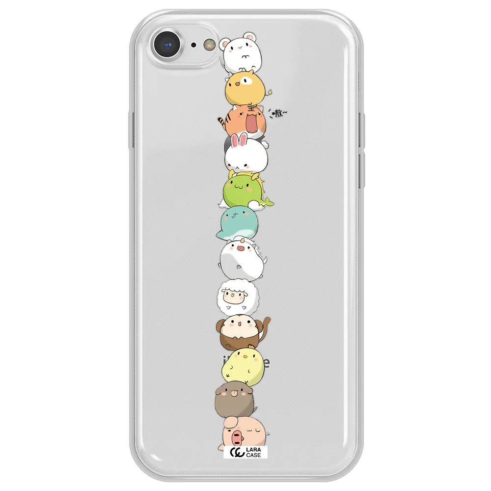 a stack of cartoon animals Apple iPhone 7 Clear TPU Case