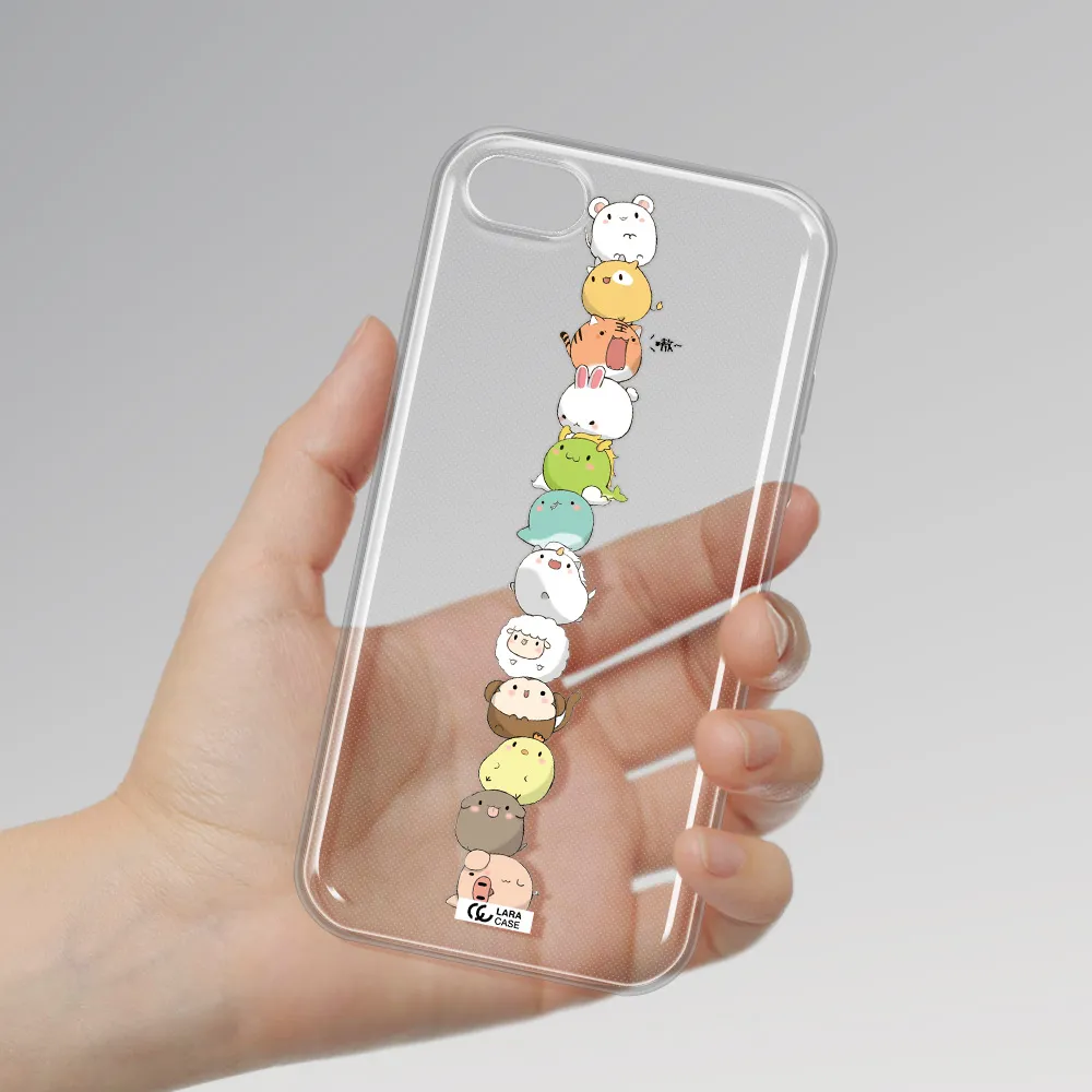 a stack of cartoon animals Apple iPhone 7 Clear TPU Case