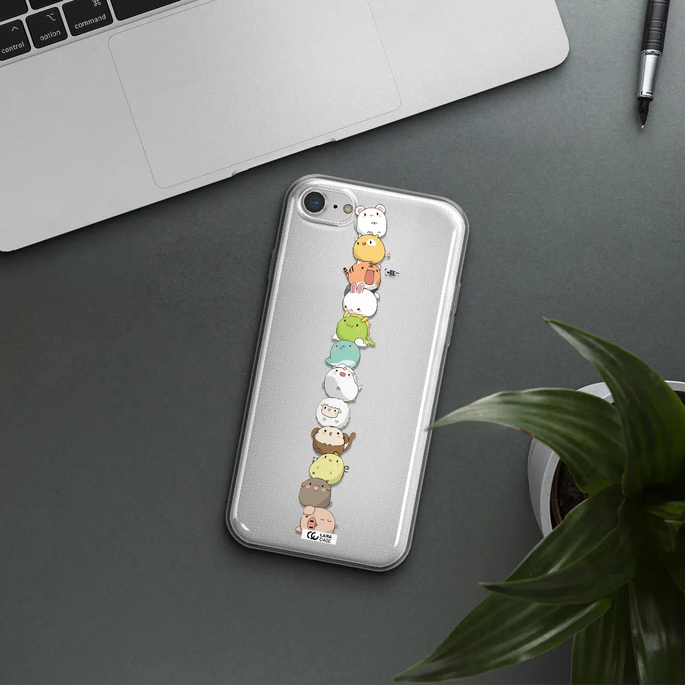 a stack of cartoon animals Apple iPhone 7 Clear TPU Case