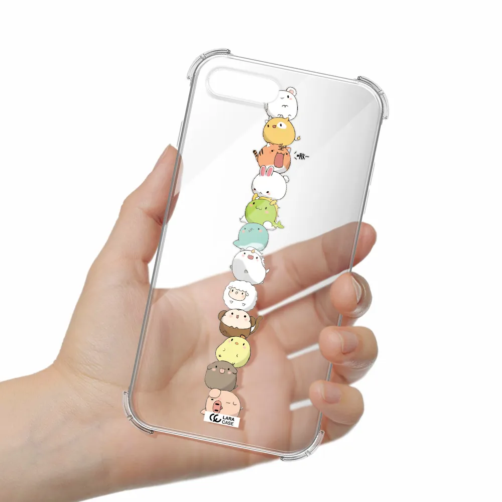 a stack of cartoon animals Apple iPhone 7 plus Clear PC Case