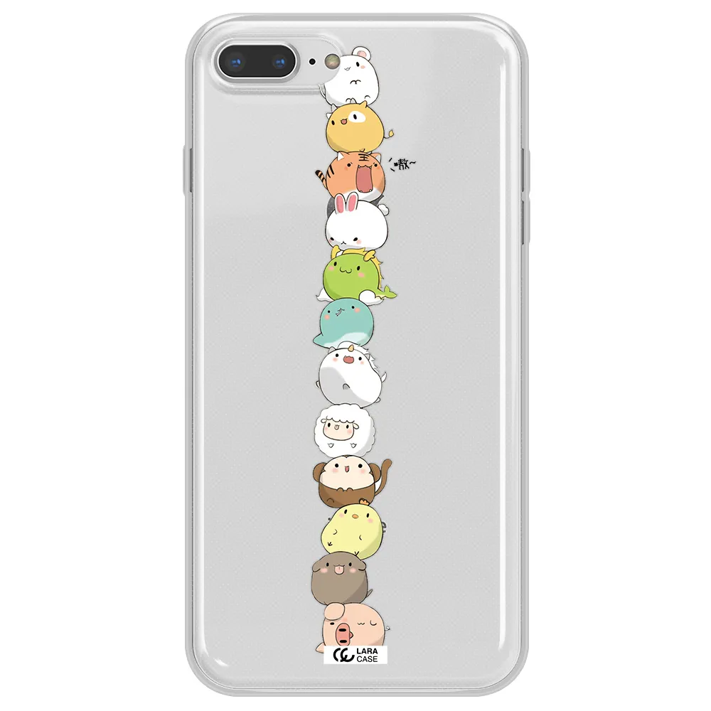 a stack of cartoon animals Apple iPhone 7 plus Clear TPU Case