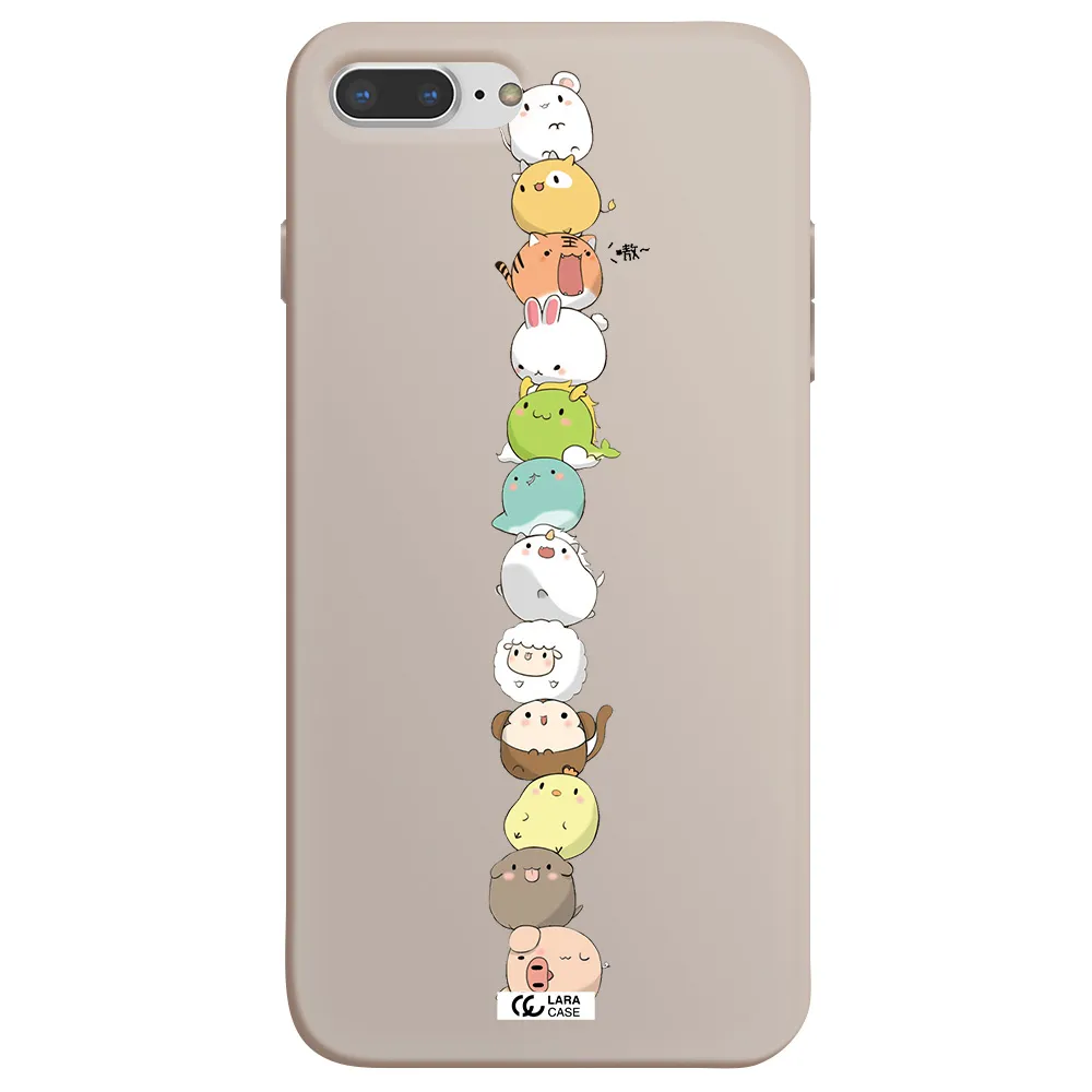 a stack of cartoon animals Apple iPhone 7 plus Silicone Stone Case