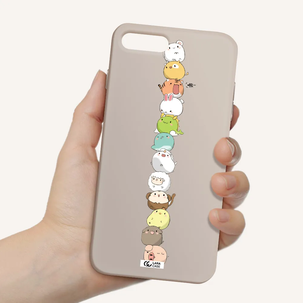 a stack of cartoon animals Apple iPhone 8 plus Silicone Stone Case