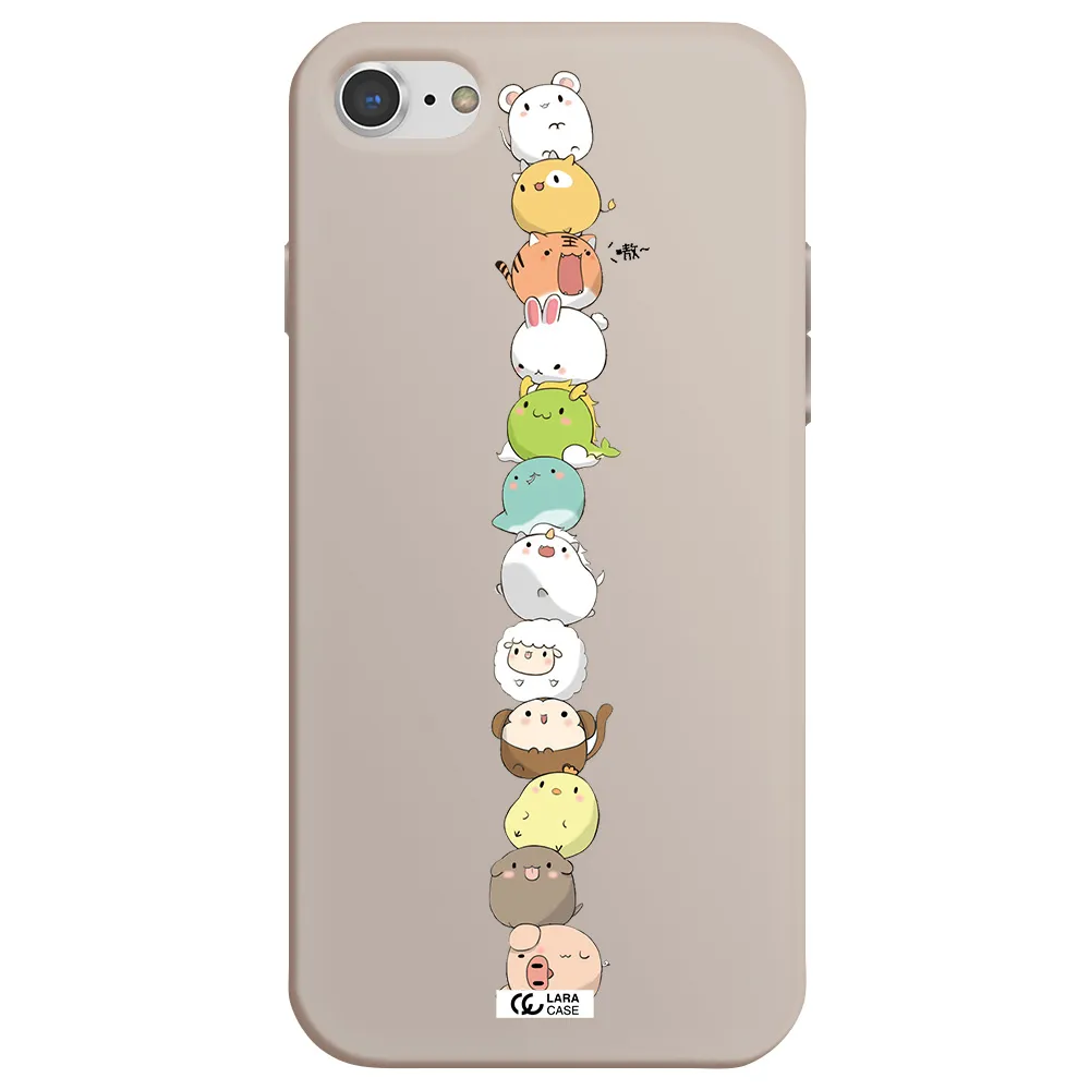a stack of cartoon animals Apple iPhone 8 Silicone Stone Case
