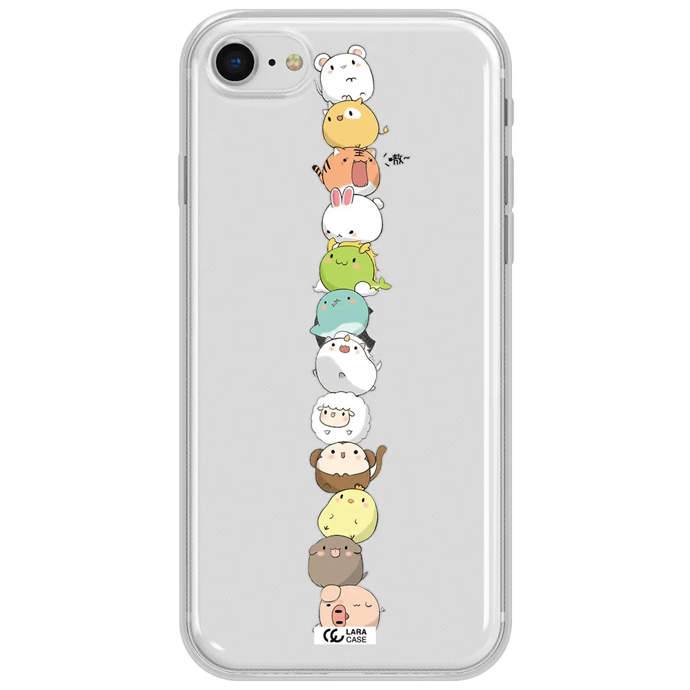 A Stack Of Cartoon Animals Apple Iphone Se 2020 Clear Tpu Case
