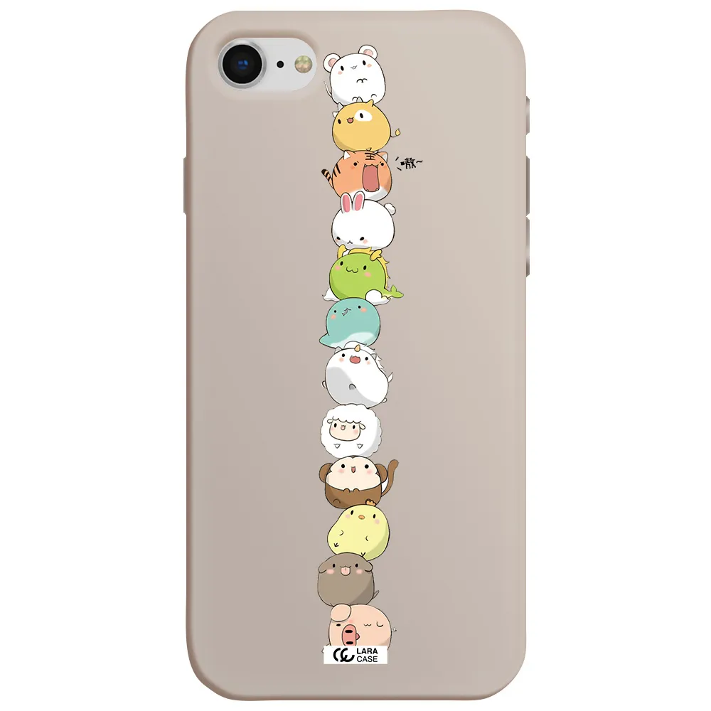 a stack of cartoon animals Apple iPhone se 2020 Silicone Stone Case