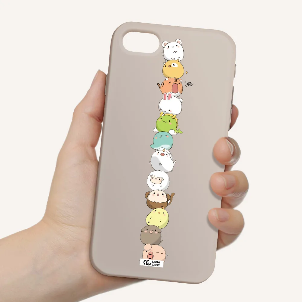 a stack of cartoon animals Apple iPhone se 2020 Silicone Stone Case