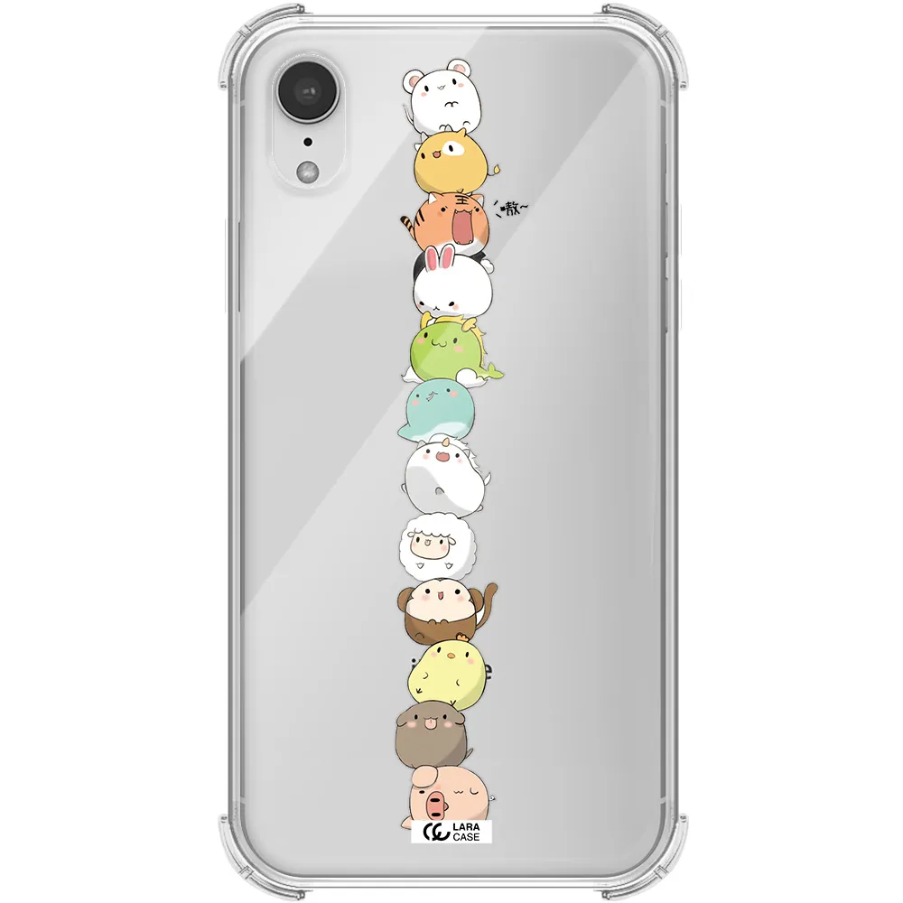 a stack of cartoon animals Apple iPhone XR Clear PC Case