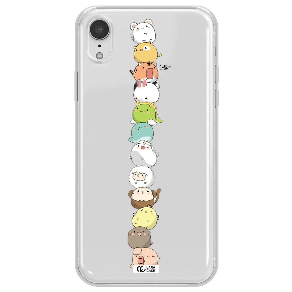 a stack of cartoon animals Apple iPhone XR Clear TPU Case