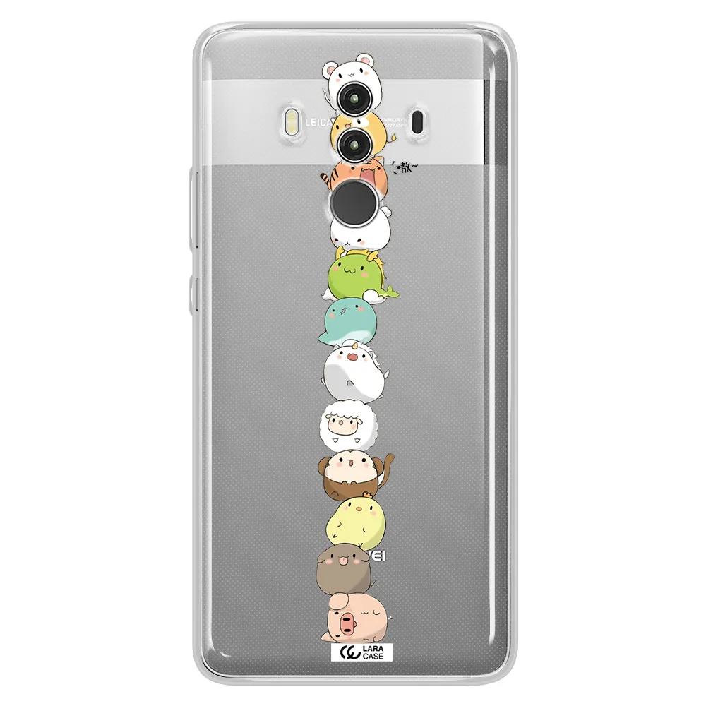 a stack of cartoon animals Huawei Mate 10 Clear TPU Case