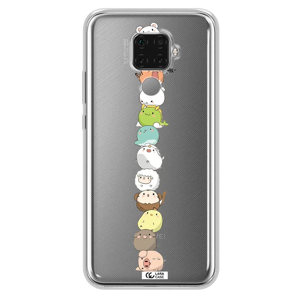 a stack of cartoon animals Huawei Mate 30 Lite Clear TPU Case