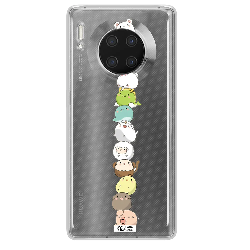a stack of cartoon animals Huawei Mate 30 Pro Clear TPU Case