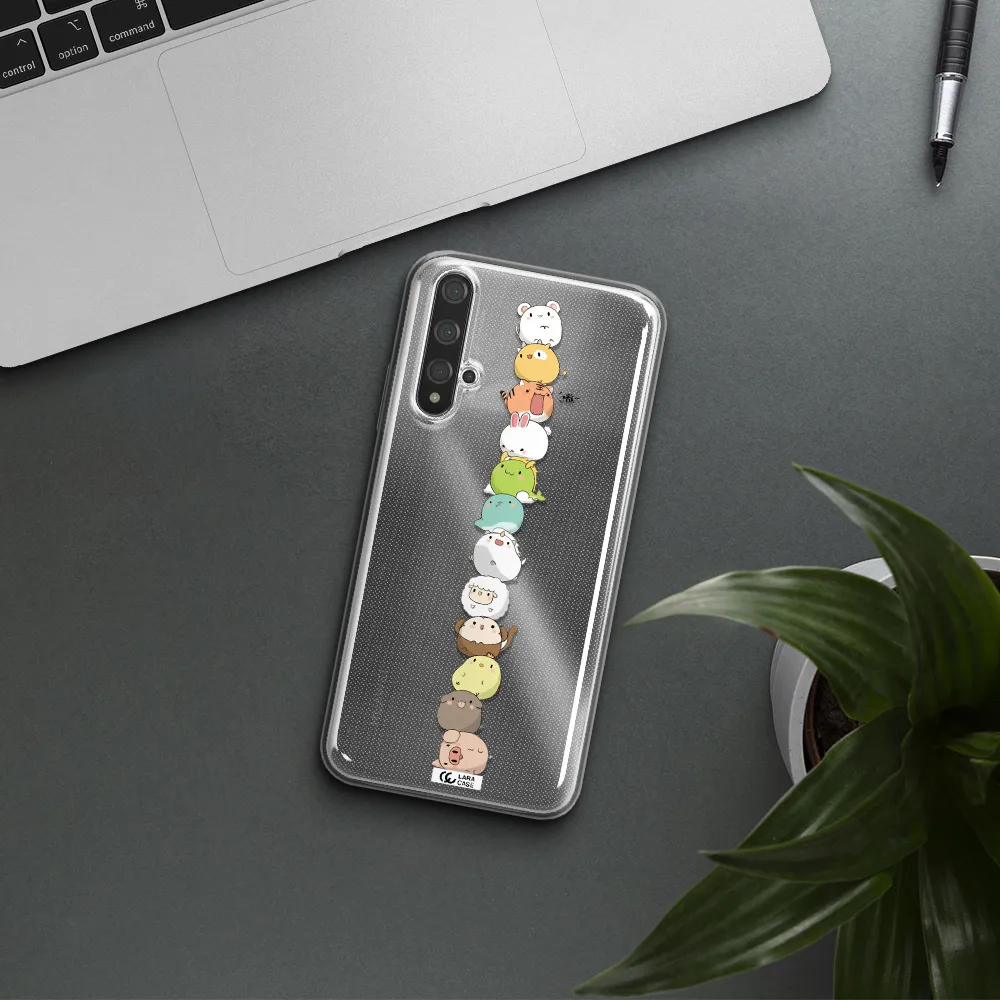 a stack of cartoon animals Huawei Nova 5t Clear TPU Case