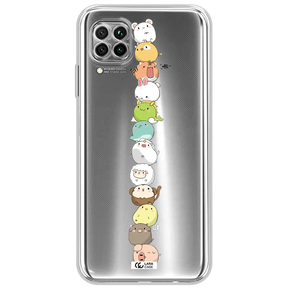 A Stack Of Cartoon Animals Huawei Nova 7I Clear Tpu Case