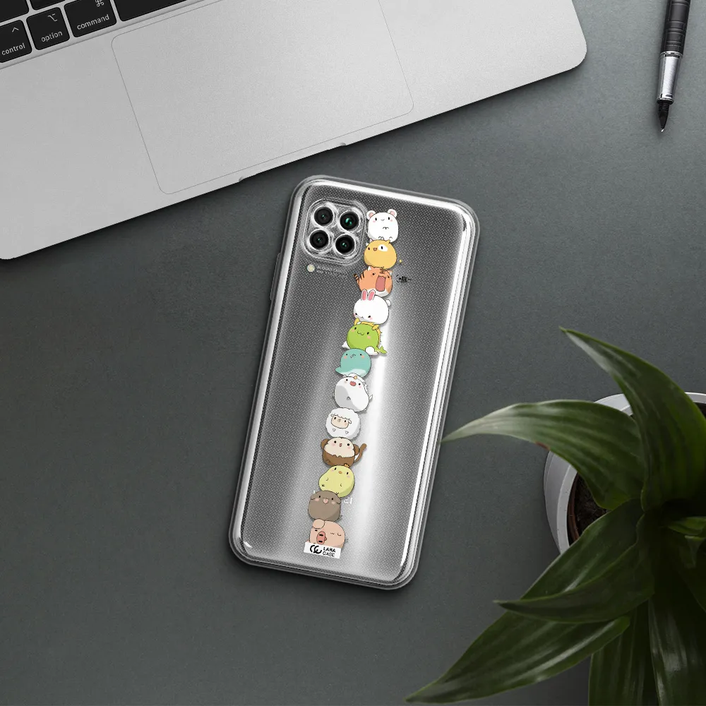 A Stack Of Cartoon Animals Huawei Nova 7I Clear Tpu Case