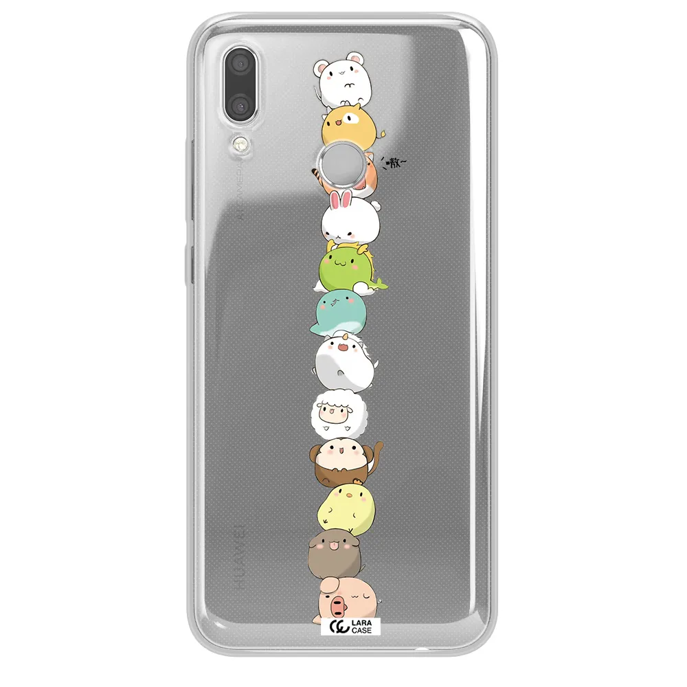 a stack of cartoon animals Huawei P Smart 2019 Clear TPU Case